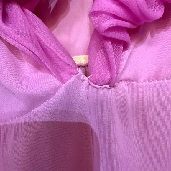 Vintage 1960s RARE Pink Ruffled Loungewear Jumpsuit - Picture 11 of 12